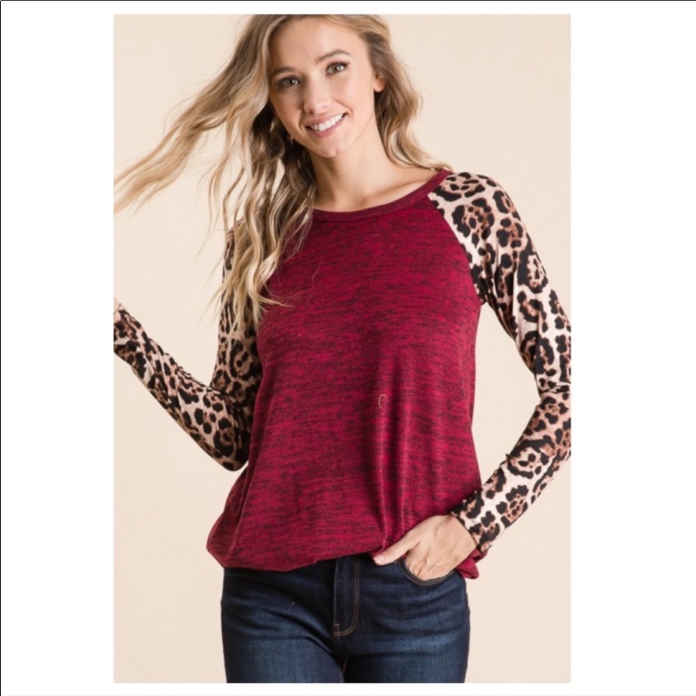 SALE!!! Wine Animal Print Top - Picture 4 of 4